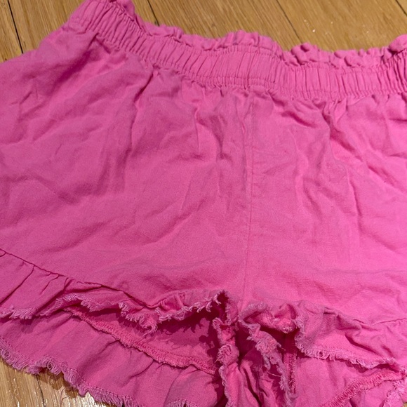 Aerie Vibrant Pink Ruffle Hem Shorts - Picture 6 of 7